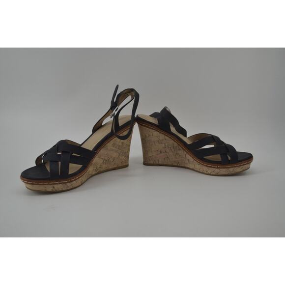 CL by Laundry Black Faux Leather Open Strapy Weaved shoes 10 - Picture 5 of 16